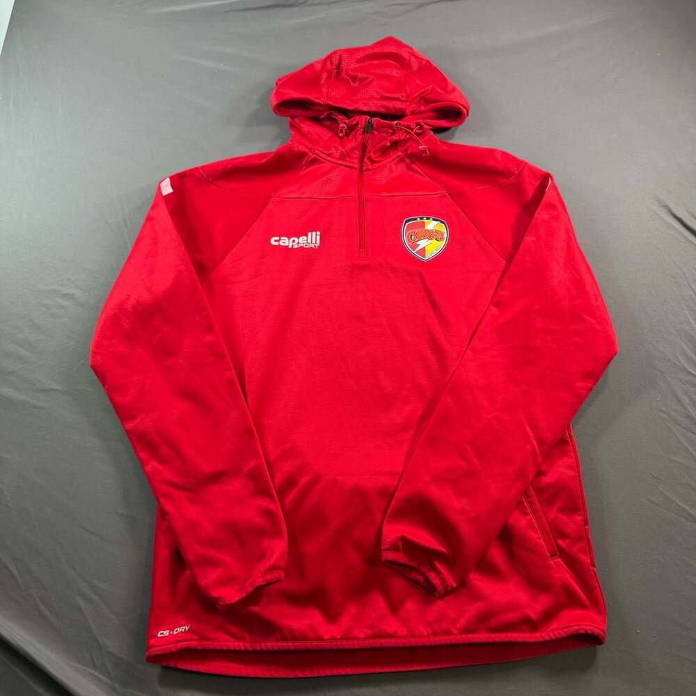 Capelli Sport Chargers Red CS-DRY Hooded Soccer Pullover Jacket Men’s M